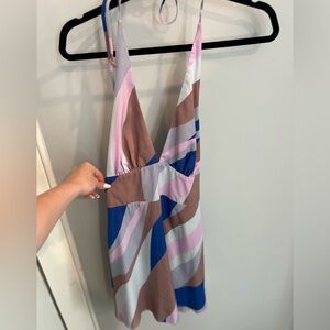 Color Block Halter Mini Dress